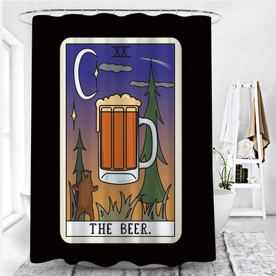 Tarot tiskane zavjese za tuširanje Vodootporne poliesterske ružičaste crne zavjese za tuširanje Čarobne kupaonske zavjese za tuširanje s kukama