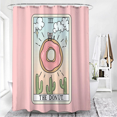 Tarot tiskane zavjese za tuširanje Vodootporne poliesterske ružičaste crne zavjese za tuširanje Čarobne kupaonske zavjese za tuširanje s kukama