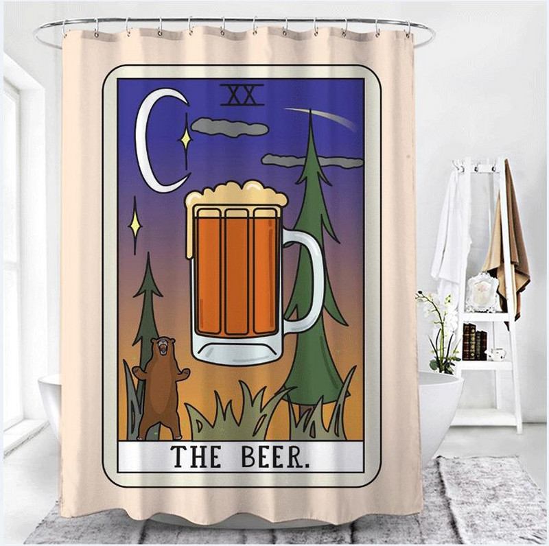 Tarot tiskane zavjese za tuširanje Vodootporne poliesterske ružičaste crne zavjese za tuširanje Čarobne kupaonske zavjese za tuširanje s kukama