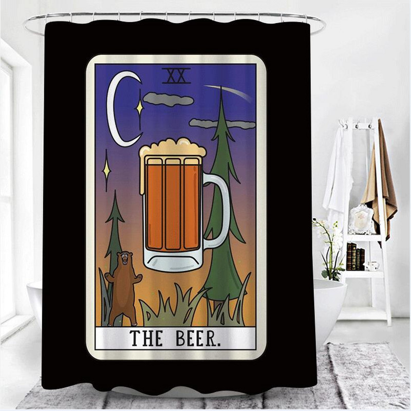 Tarot tiskane zavjese za tuširanje Vodootporne poliesterske ružičaste crne zavjese za tuširanje Čarobne kupaonske zavjese za tuširanje s kukama