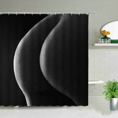 Sunčeva plaža Djevojka Palma Daska za surfanje Krajolik Zavjese za tuširanje Seksi žena 3D ispisana šik zavjesa Dekoracija kupaonice s kukama