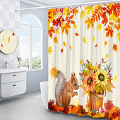 Kreativna jesenska zavjesa za tuširanje Vjeverica Suncokret Jesen Javorovo lišće Dan zahvalnosti Zavjese za kupanje Moderne krpe Kukice za kupaonski dekor