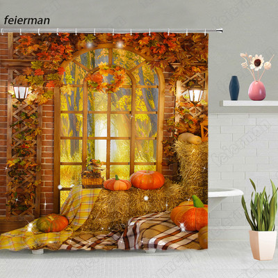 Kreativna jesenska zavjesa za tuširanje Vjeverica Suncokret Jesen Javorovo lišće Dan zahvalnosti Zavjese za kupanje Moderne krpe Kukice za kupaonski dekor