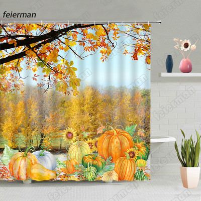 Kreativna jesenska zavjesa za tuširanje Vjeverica Suncokret Jesen Javorovo lišće Dan zahvalnosti Zavjese za kupanje Moderne krpe Kukice za kupaonski dekor