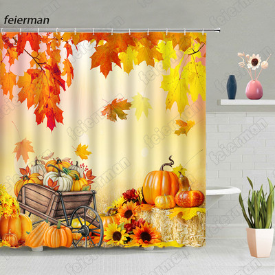 Kreativna jesenska zavjesa za tuširanje Vjeverica Suncokret Jesen Javorovo lišće Dan zahvalnosti Zavjese za kupanje Moderne krpe Kukice za kupaonski dekor