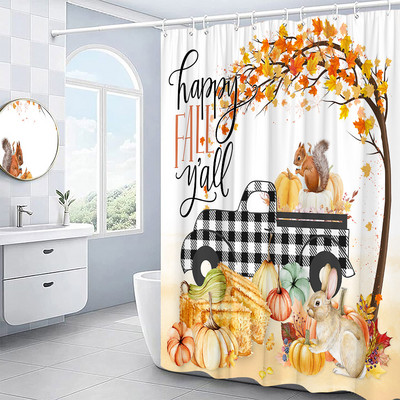 Kreativna jesenska zavjesa za tuširanje Vjeverica Suncokret Jesen Javorovo lišće Dan zahvalnosti Zavjese za kupanje Moderne krpe Kukice za kupaonski dekor