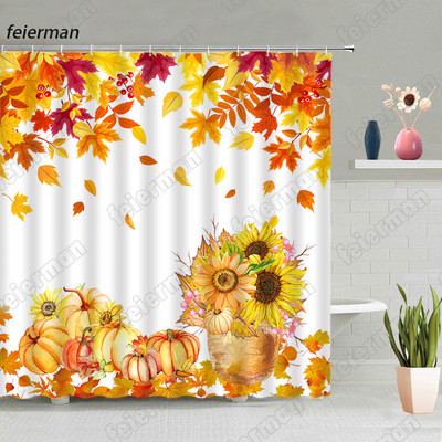 Kreativna jesenska zavjesa za tuširanje Vjeverica Suncokret Jesen Javorovo lišće Dan zahvalnosti Zavjese za kupanje Moderne krpe Kukice za kupaonski dekor