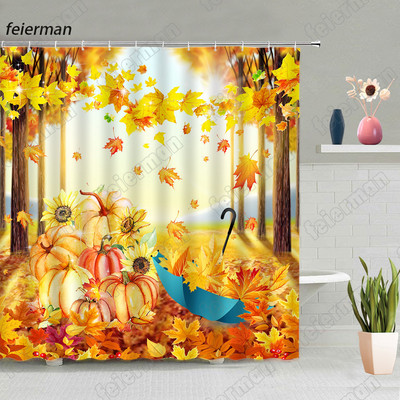 Kreativna jesenska zavjesa za tuširanje Vjeverica Suncokret Jesen Javorovo lišće Dan zahvalnosti Zavjese za kupanje Moderne krpe Kukice za kupaonski dekor