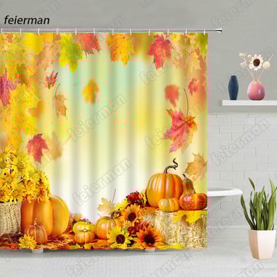 Kreativna jesenska zavjesa za tuširanje Vjeverica Suncokret Jesen Javorovo lišće Dan zahvalnosti Zavjese za kupanje Moderne krpe Kukice za kupaonski dekor