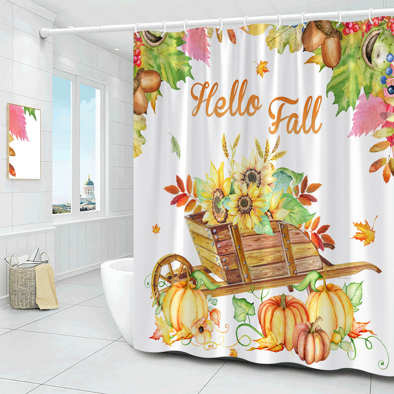 Kreativna jesenska zavjesa za tuširanje Vjeverica Suncokret Jesen Javorovo lišće Dan zahvalnosti Zavjese za kupanje Moderne krpe Kukice za kupaonski dekor