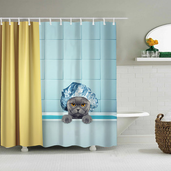 Σετ κουρτινών ντους Cute Cat Dog Αστείες αδιάβροχες υφασμάτινες κουρτίνες μπάνιου Τρισδιάστατη εκτύπωση Οθόνες μπάνιου διακόσμησης σπιτιού