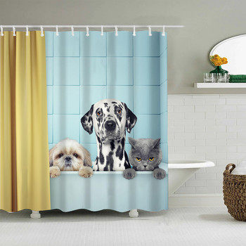 Сладка котка, куче, душ, комплект завеси за душ, забавни водоустойчиви платове, завеси за баня, 3D печат, домашен декор, паравани за баня