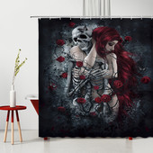 Set zavjesa za tuširanje u obliku lubanje, zavjese za zamračivanje za horor, spavaća soba u obliku lubanje, kućna kupaonska dekoracija, vodootporna poliesterska tkanina
