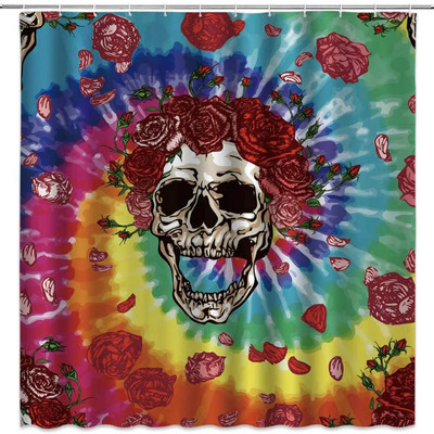 Set zavjesa za tuširanje u obliku lubanje, zavjese za zamračivanje za horor, spavaća soba u obliku lubanje, kućna kupaonska dekoracija, vodootporna poliesterska tkanina