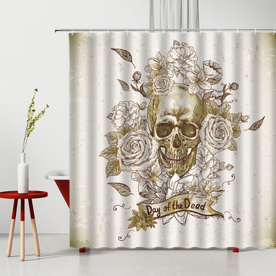 Set zavjesa za tuširanje u obliku lubanje, zavjese za zamračivanje za horor, spavaća soba u obliku lubanje, kućna kupaonska dekoracija, vodootporna poliesterska tkanina