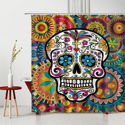 Set zavjesa za tuširanje u obliku lubanje, zavjese za zamračivanje za horor, spavaća soba u obliku lubanje, kućna kupaonska dekoracija, vodootporna poliesterska tkanina