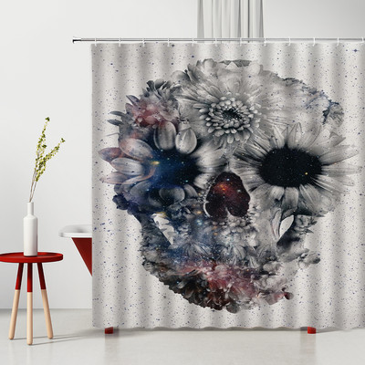 Set zavjesa za tuširanje u obliku lubanje, zavjese za zamračivanje za horor, spavaća soba u obliku lubanje, kućna kupaonska dekoracija, vodootporna poliesterska tkanina