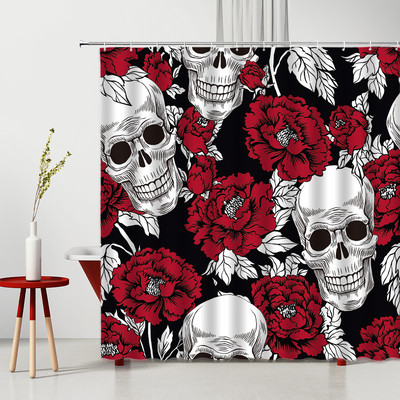 Set zavjesa za tuširanje u obliku lubanje, zavjese za zamračivanje za horor, spavaća soba u obliku lubanje, kućna kupaonska dekoracija, vodootporna poliesterska tkanina