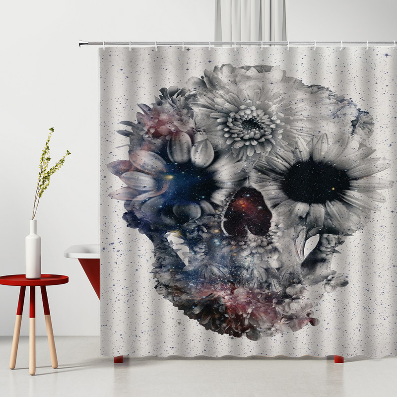 Set zavjesa za tuširanje u obliku lubanje, zavjese za zamračivanje za horor, spavaća soba u obliku lubanje, kućna kupaonska dekoracija, vodootporna poliesterska tkanina