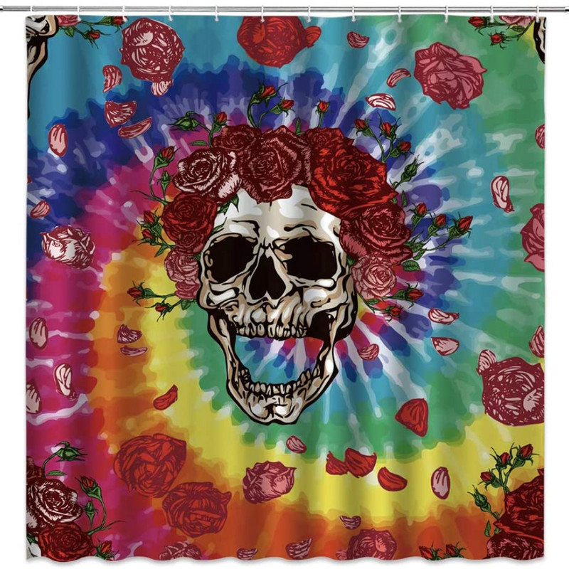 Set zavjesa za tuširanje u obliku lubanje, zavjese za zamračivanje za horor, spavaća soba u obliku lubanje, kućna kupaonska dekoracija, vodootporna poliesterska tkanina