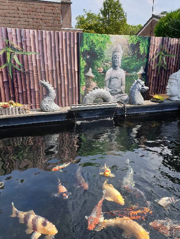 Дзен каменни завеси за душ Пейзажен камък Бамбукова водна свещ Статуя на Буда Цветя Зелени листа 3D Декорация на екрана за завеси за баня
