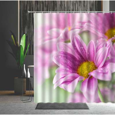 Zen kamene zavjese za tuširanje Pejzažni kamen Bambus Vodena svijeća Kip Bude Cvijeće Zeleni list 3D kupaonska zavjesa Dekoracija zaslona