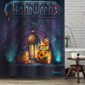 Κουρτίνα μπάνιου Halloween 3D εκτύπωση φρικιαστικές σκηνές κολοκύθας Κουρτίνες μπάνιου αδιάβροχο πολυεστερικό ύφασμα διακόσμηση μπάνιου σπιτιού