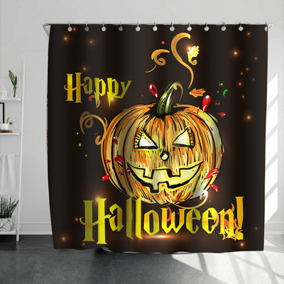 Helovīna dušas aizkars 3D druka Šausminošas ķirbju ainas aptumšošana Vannas istabas aizkari Ūdensizturīgs poliestera audums mājas vannas dekors