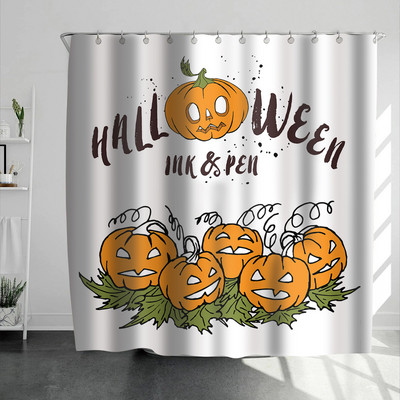 Helovīna dušas aizkars 3D druka Šausminošas ķirbju ainas aptumšošana Vannas istabas aizkari Ūdensizturīgs poliestera audums mājas vannas dekors