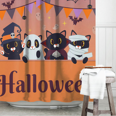 Helovīna dušas aizkars 3D druka Šausminošas ķirbju ainas aptumšošana Vannas istabas aizkari Ūdensizturīgs poliestera audums mājas vannas dekors