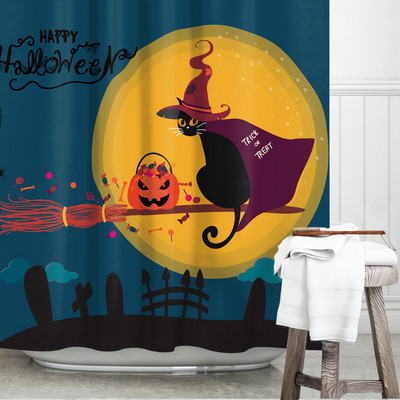 Helovīna dušas aizkars 3D druka Šausminošas ķirbju ainas aptumšošana Vannas istabas aizkari Ūdensizturīgs poliestera audums mājas vannas dekors