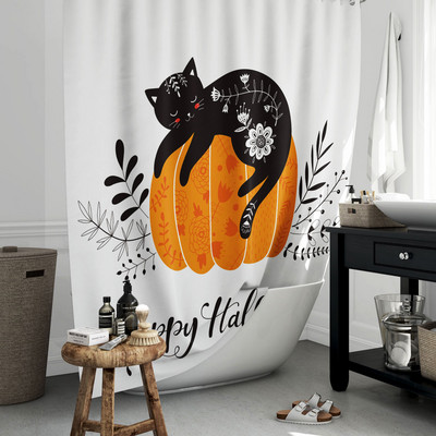 Helovīna dušas aizkars 3D druka Šausminošas ķirbju ainas aptumšošana Vannas istabas aizkari Ūdensizturīgs poliestera audums mājas vannas dekors