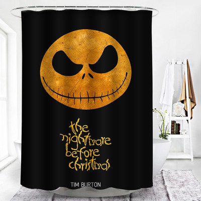 Helovīna dušas aizkars 3D druka Šausminošas ķirbju ainas aptumšošana Vannas istabas aizkari Ūdensizturīgs poliestera audums mājas vannas dekors