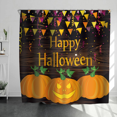 Helovīna dušas aizkars 3D druka Šausminošas ķirbju ainas aptumšošana Vannas istabas aizkari Ūdensizturīgs poliestera audums mājas vannas dekors