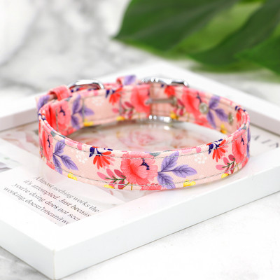 Neilona apdruka suņu kaklasiksna Regulējama maza suņu kaklasiksna ar ziediem apdrukāta kucēnu kaķa kaklarota Čivavas Jorkšīras mājdzīvnieku izstrādājumiem XS-L