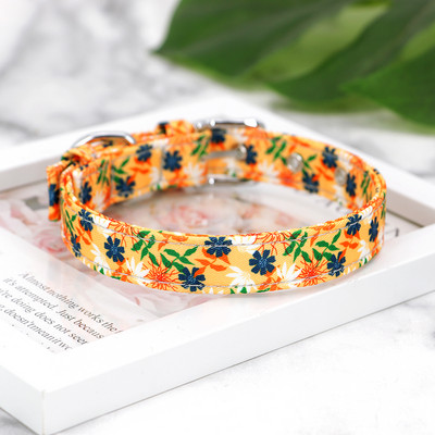 Neilona apdruka suņu kaklasiksna Regulējama maza suņu kaklasiksna ar ziediem apdrukāta kucēnu kaķa kaklarota Čivavas Jorkšīras mājdzīvnieku izstrādājumiem XS-L