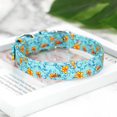 Neilona apdruka suņu kaklasiksna Regulējama maza suņu kaklasiksna ar ziediem apdrukāta kucēnu kaķa kaklarota Čivavas Jorkšīras mājdzīvnieku izstrādājumiem XS-L