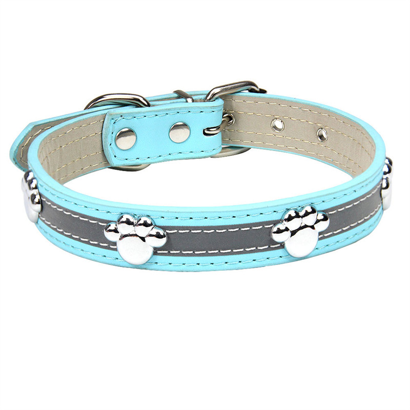 PU kožne svjetleće reflektirajuće ogrlice za pse otisak stopala Metalni svesezonski dodaci za pse XXL 60 cm luksuzna dizajnerska ogrlica za mačke