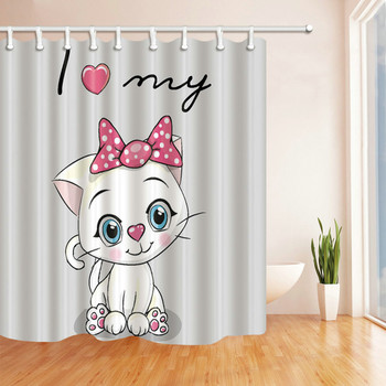 Cartoon Cute Animal Cat Home Μπάνιου Διακοσμητική κουρτίνα ντους Παιδική κουρτίνα μπάνιου Αδιάβροχη οθόνη μπανιέρας Cortinas De Baño
