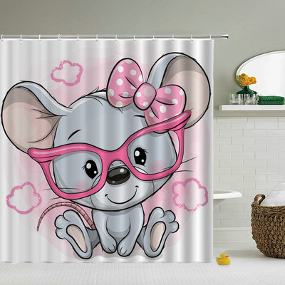 Karikatūra Jauki dzīvnieki Kaķis Mājas Vannas istaba Dekoratīvi dušas aizkari Bērni Vannas istaba Ūdensizturīgs Aizkars Vannas ekrāns Cortinas De Baño