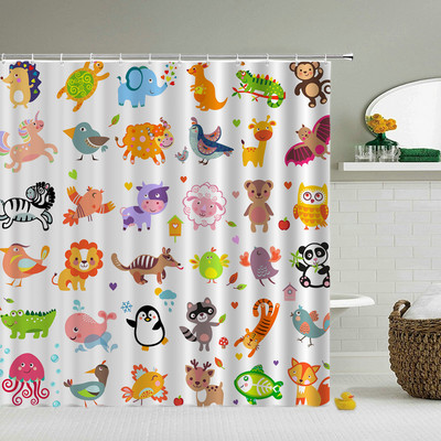 Karikatūra Jauki dzīvnieki Kaķis Mājas Vannas istaba Dekoratīvi dušas aizkari Bērni Vannas istaba Ūdensizturīgs Aizkars Vannas ekrāns Cortinas De Baño