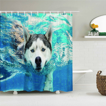 Сладка личност Забавно куче 3D печат плат завеси за душ завеса за баня водоустойчив полиестер параван за баня декорация на дома