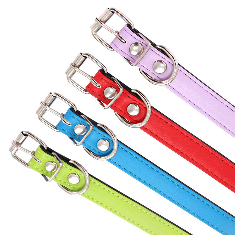 PU ādas apkakles siksna maziem vidēji lieliem suņiem Droša, mīksta, cieta kaķa suņu kakla siksna Bulldogs kucēns suns kakla siksna mājdzīvnieku aksesuāri