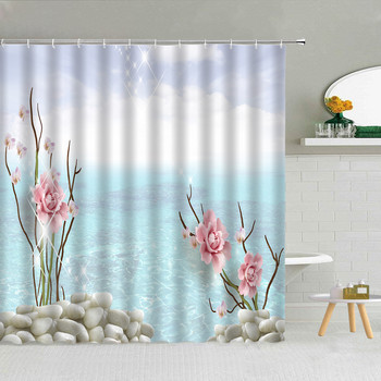 Дзен камък водно цвете пеперуда душ завеса аксесоари за баня водоустойчиви завеси за баня домашен декор естетика Cortina