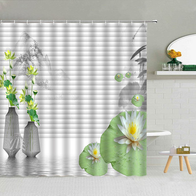 Zen kamen Vodeni cvijet Leptir Zavjesa za tuš Kupaonski dodaci Kupaonske vodootporne zavjese Home Decor Estetika Cortina