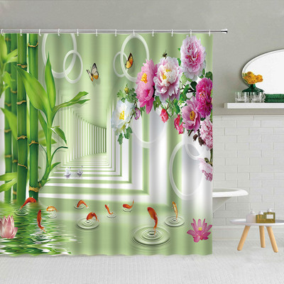 Zen kamen Vodeni cvijet Leptir Zavjesa za tuš Kupaonski dodaci Kupaonske vodootporne zavjese Home Decor Estetika Cortina