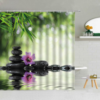 Zen kamen Vodeni cvijet Leptir Zavjesa za tuš Kupaonski dodaci Kupaonske vodootporne zavjese Home Decor Estetika Cortina