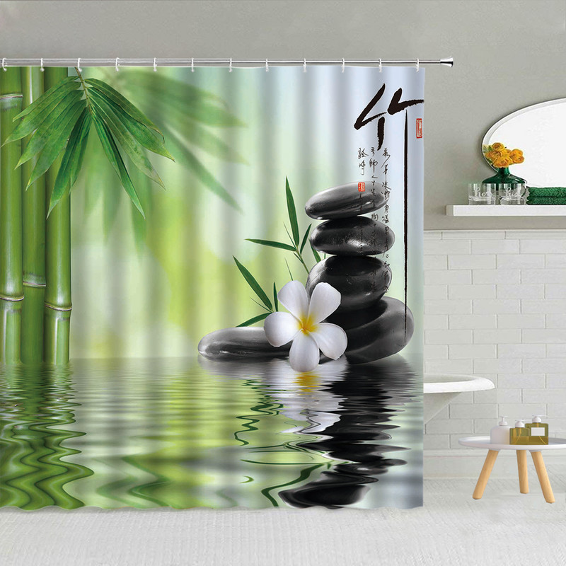Zen kamen Vodeni cvijet Leptir Zavjesa za tuš Kupaonski dodaci Kupaonske vodootporne zavjese Home Decor Estetika Cortina