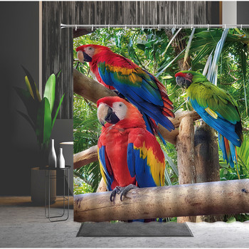 Birds Shower Curtain Parrot Διακόσμηση σπιτιού Αδιάβροχη κουρτίνα οθόνη μπανιέρας Παιδικά αξεσουάρ μπάνιου με γάντζους Cortina Baño