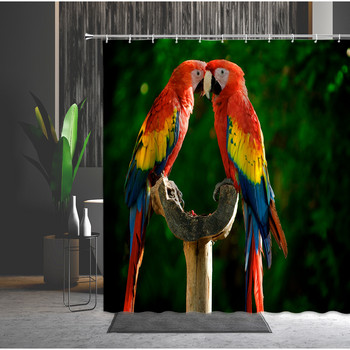 Birds Shower Curtain Parrot Διακόσμηση σπιτιού Αδιάβροχη κουρτίνα οθόνη μπανιέρας Παιδικά αξεσουάρ μπάνιου με γάντζους Cortina Baño